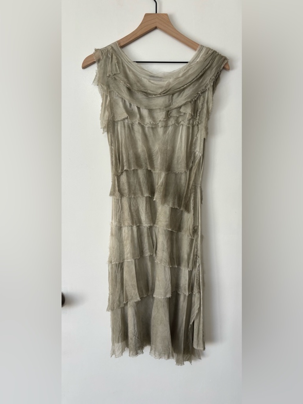 Tempo Paris Made in Italy Women Silk Blend Tiered Sleeveless Dress Size Large